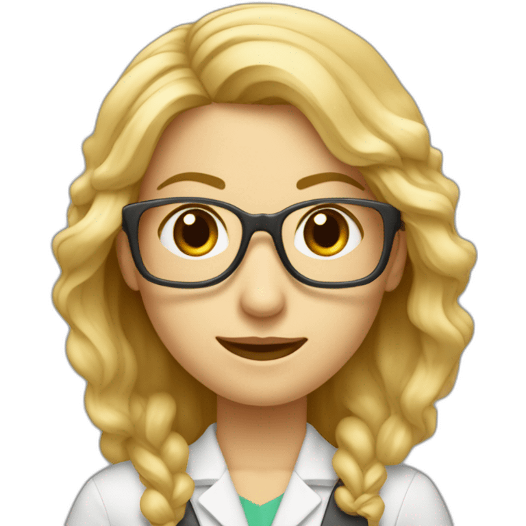 Profesora de matemáticas con gafas y calculadora, rubia y de pelo corto emoji