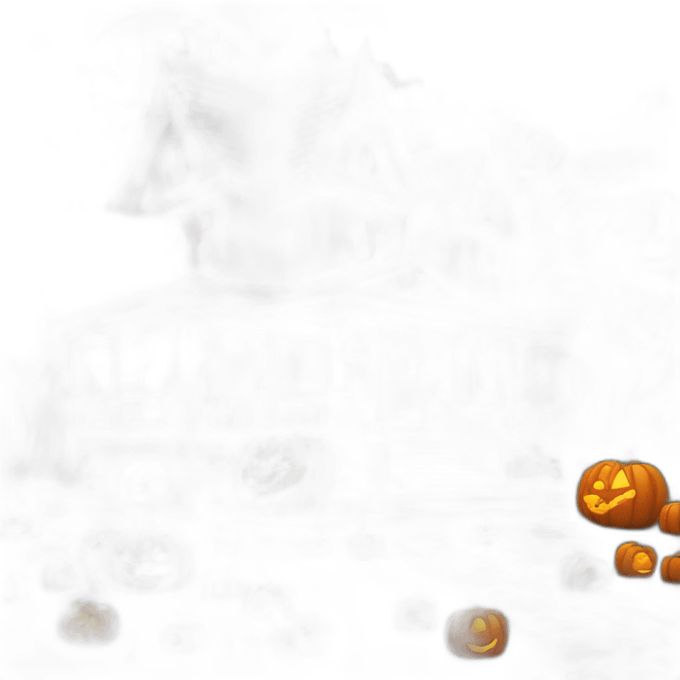 halloween mansion with pumpkins around emoji