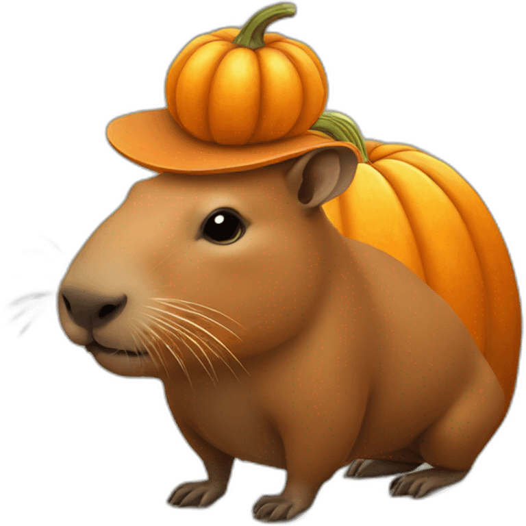 capibara with a pumpkin hat emoji