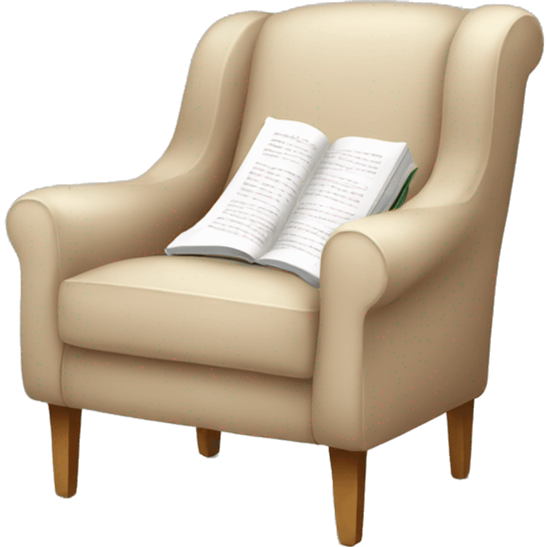 Simple Beige Armchair with blanket and open book on it emoji