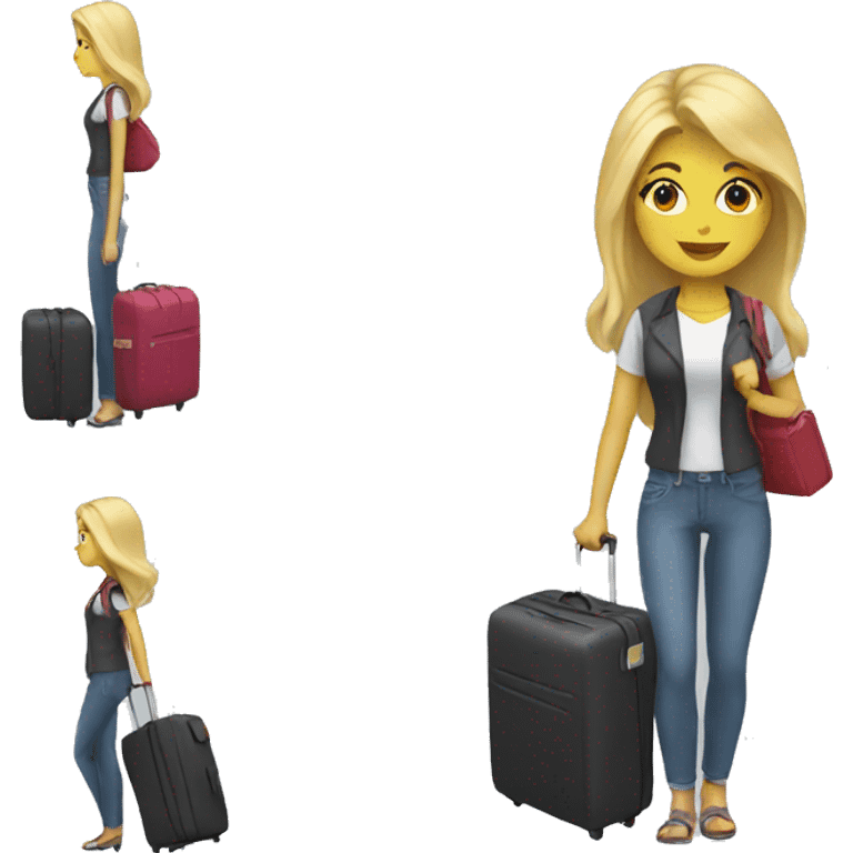 blonde woman with luggage emoji