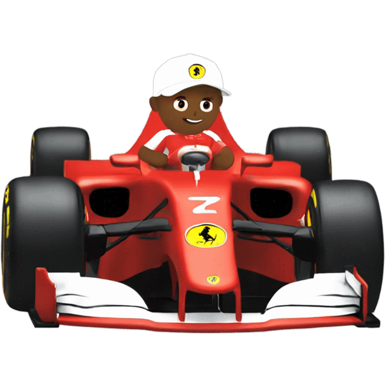 Hamilton wearing a Ferrari top and in a Ferrari f1 car  emoji