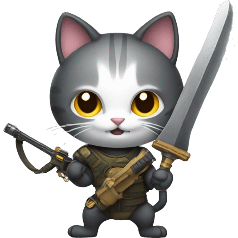 cat with large weapon emoji