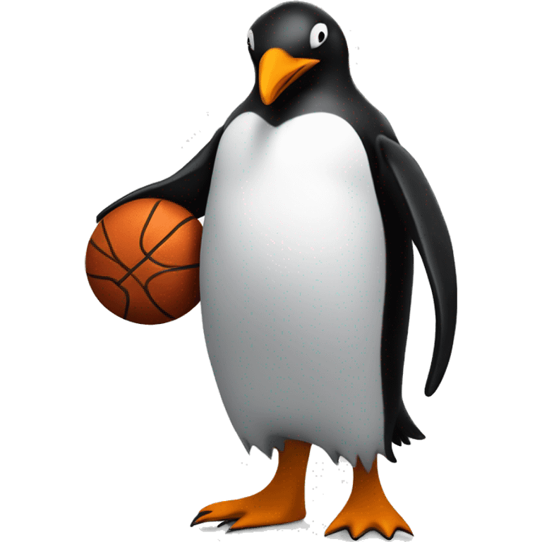 Penguin with a slim Jim in one hand and a basketball in the other with dreads emoji