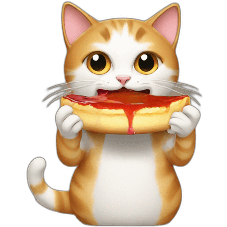 cat eating a flan emoji