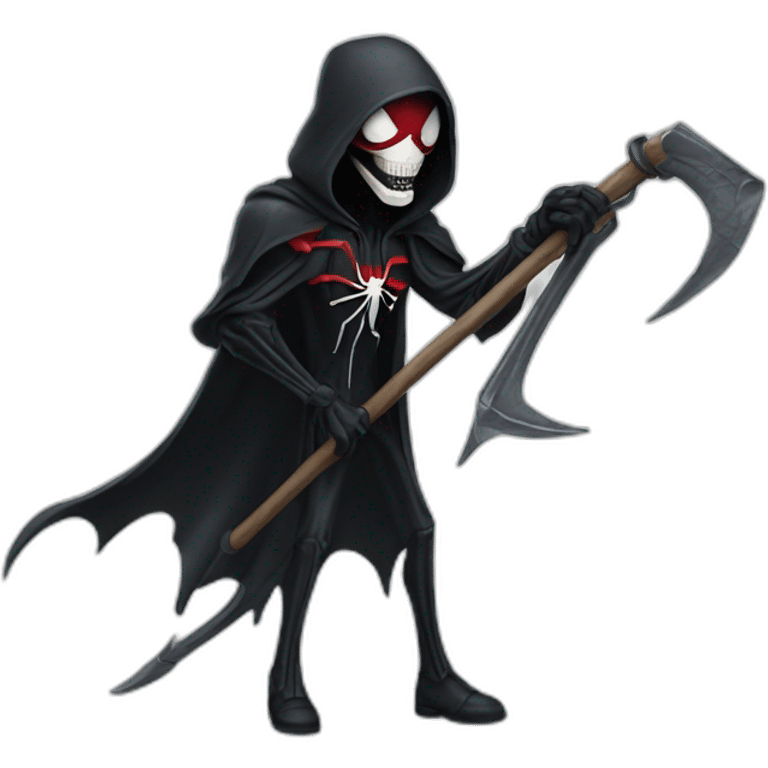 Grim reaper as Spider-Man with a scythe emoji