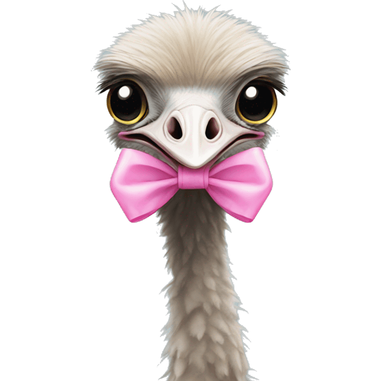 ostrich with pink bow on head emoji