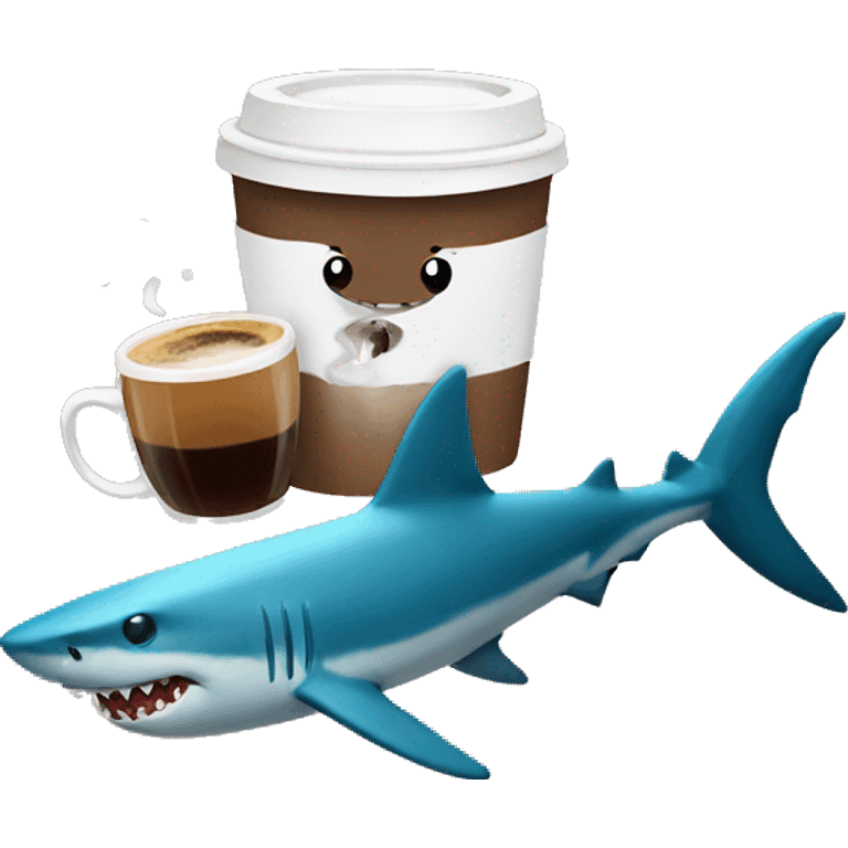 shark with coffe emoji