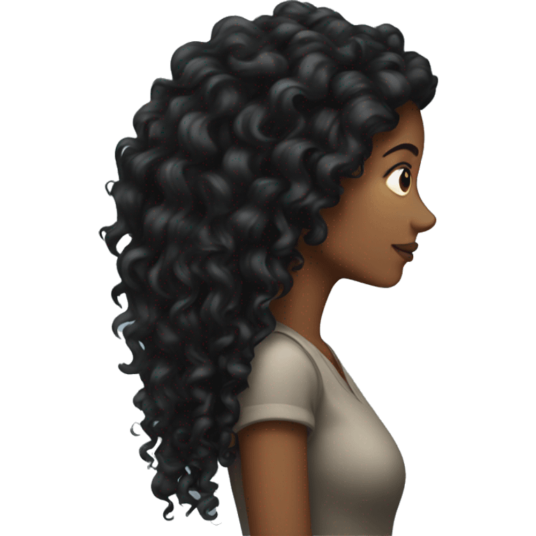 A woman with very long thick black curly hair  emoji