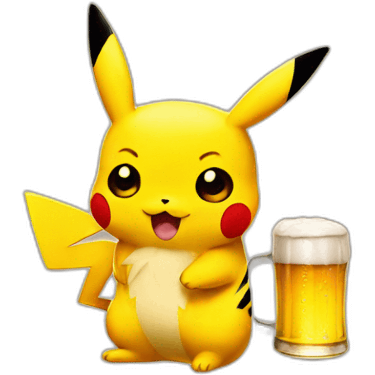 Pikachu with a beer emoji