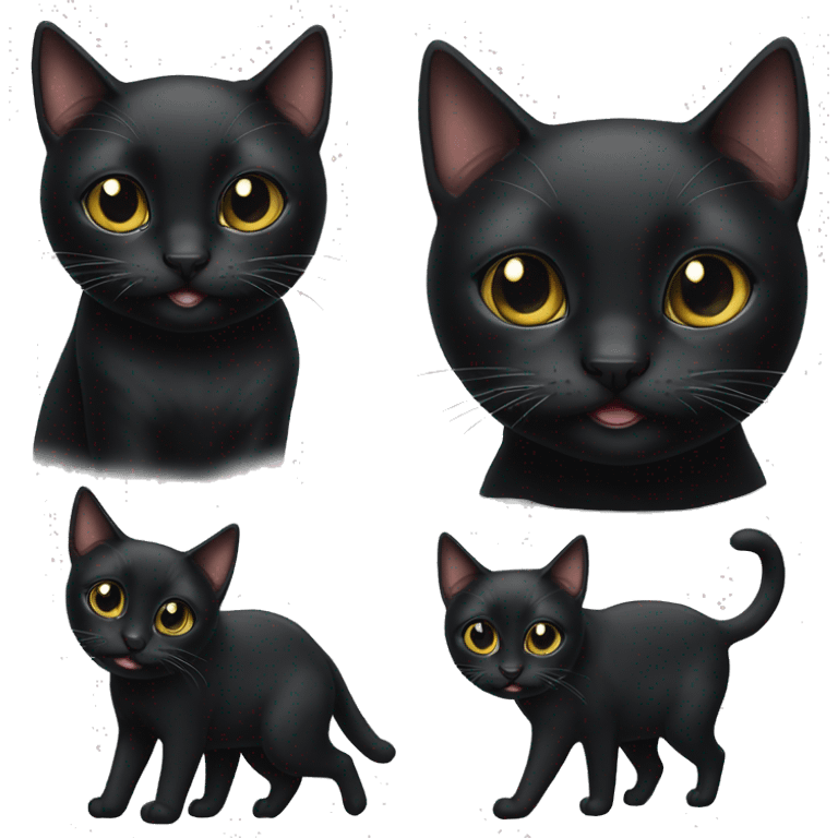 Black Bombay cat with single tear coming out and a happy face emoji