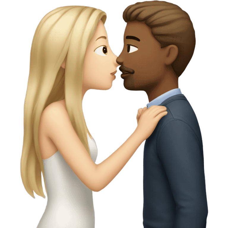 brown hair girl kissing blonde hair man emoji