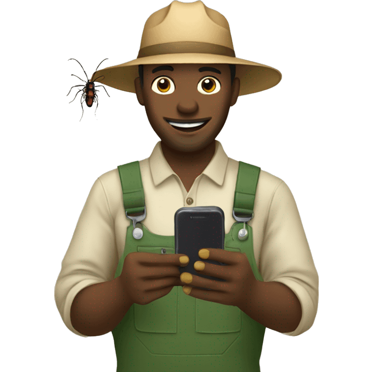 farmer using mobile app for insect detection emoji