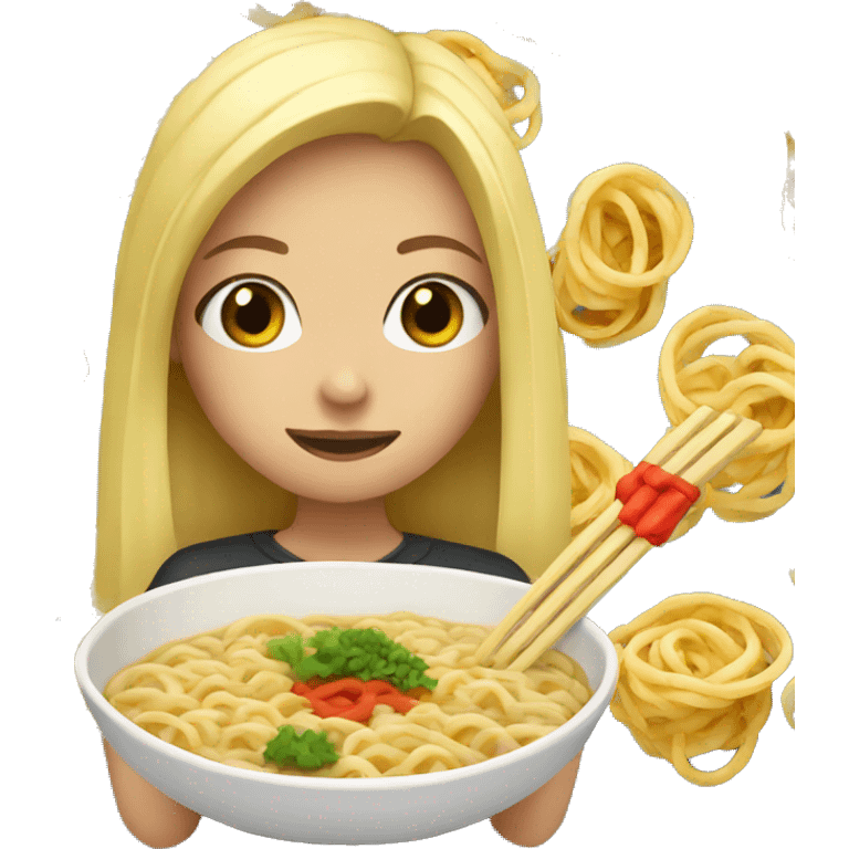 Blonde eating ramen emoji