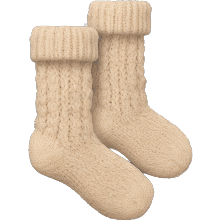 Two beige knitted cozy socks emoji