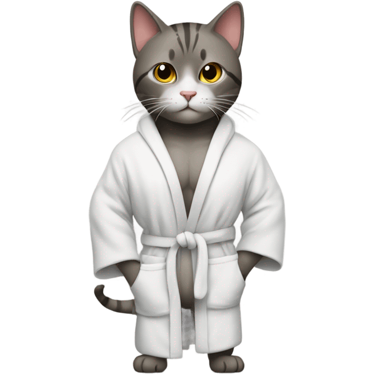 Cat in gym gear in an open robe emoji