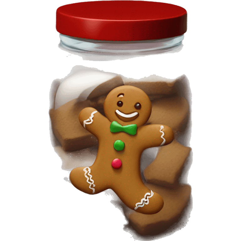 gingerbread cookies in a clear jar with a dark red lid emoji