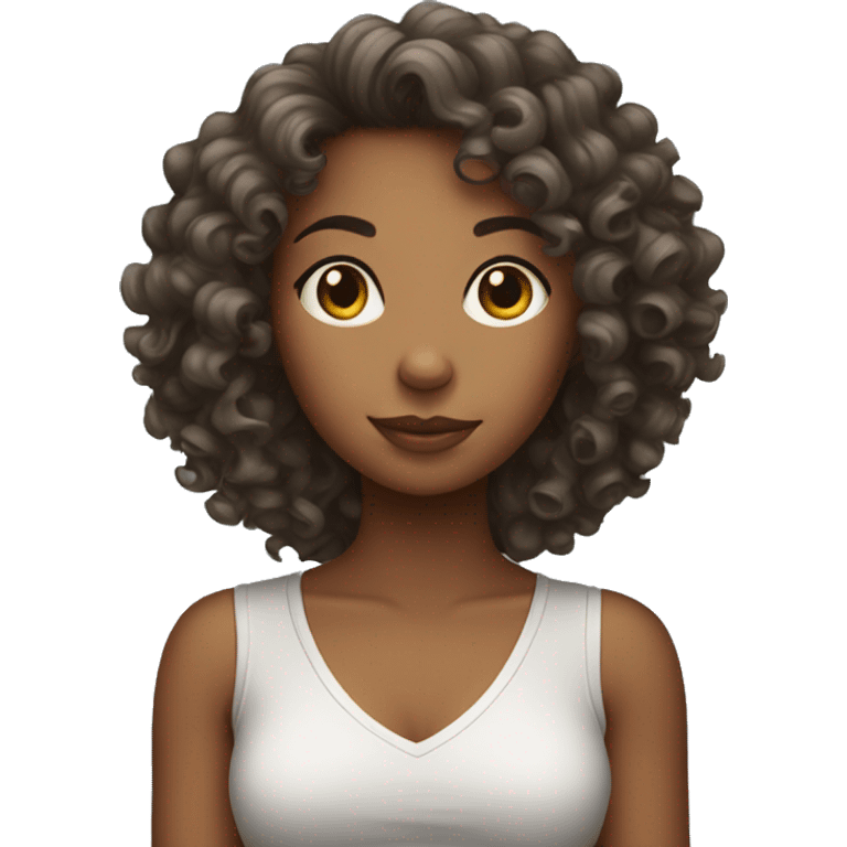 curly girl with iphone  emoji