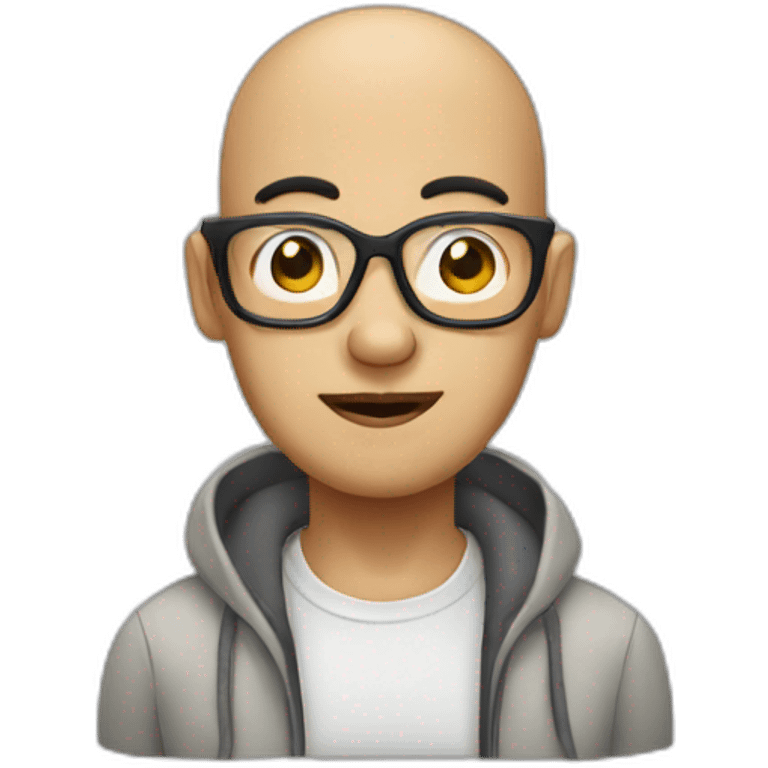 severe hair loss chineseman with eyeglasses emoji