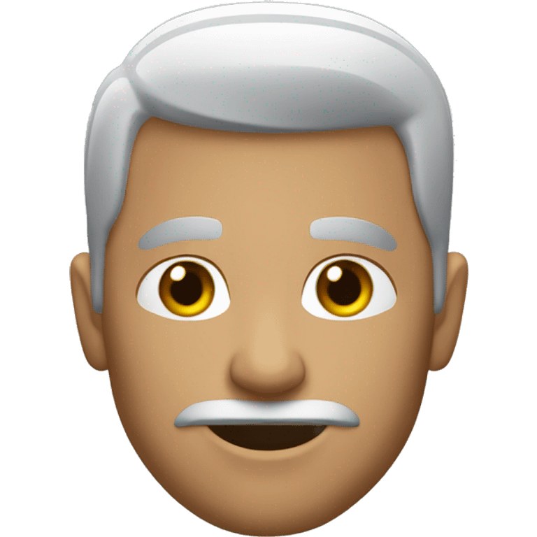 man with silver.white buzzed haircut & a goatee emoji