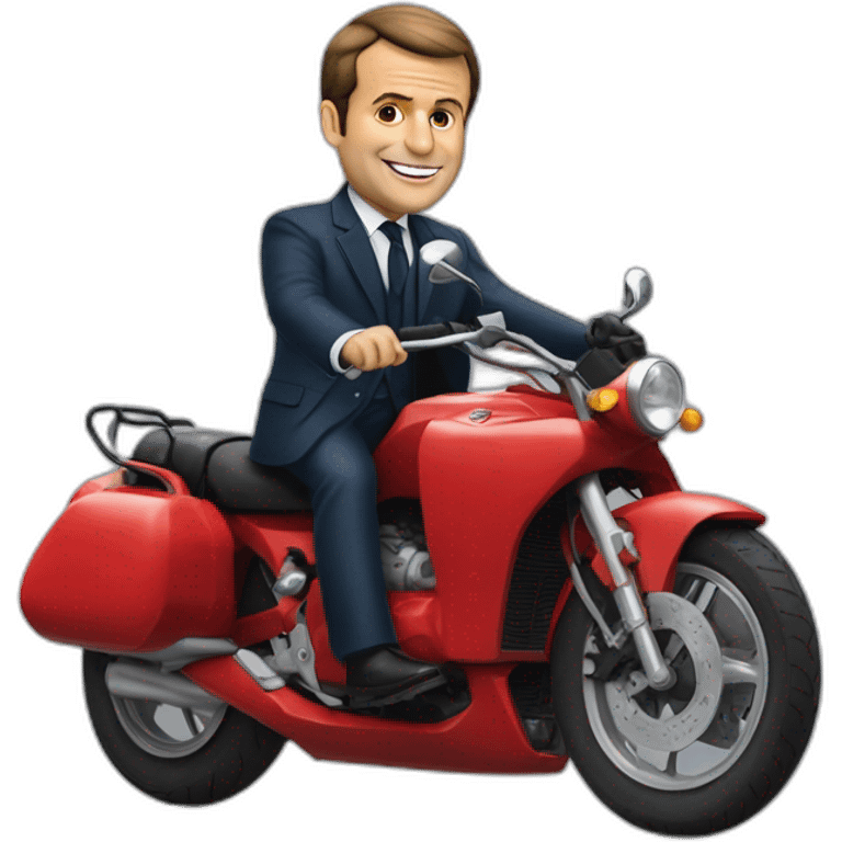 Emanuel Macron sur une moto emoji