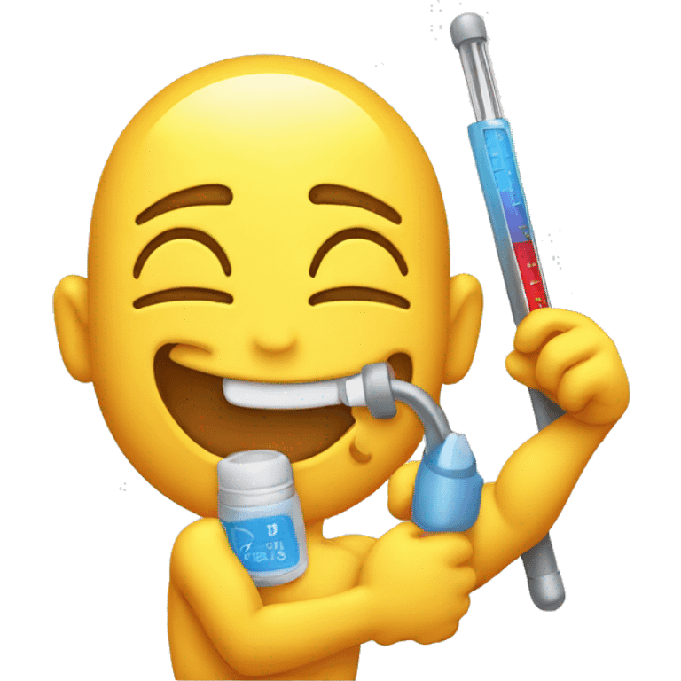 emoji with a thermometer and biceps emoji