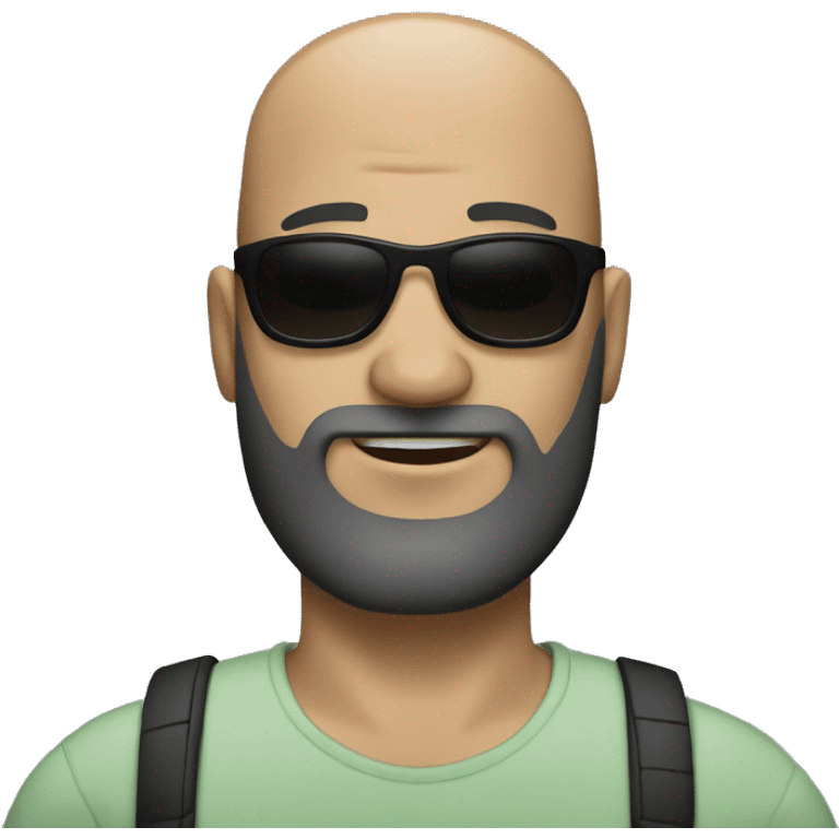 Bald man with beard and black sunglasses emoji