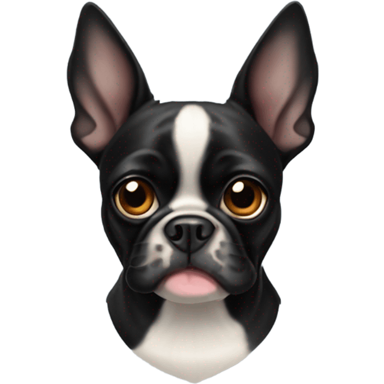 Black Boston terrier and pug mixed breed emoji