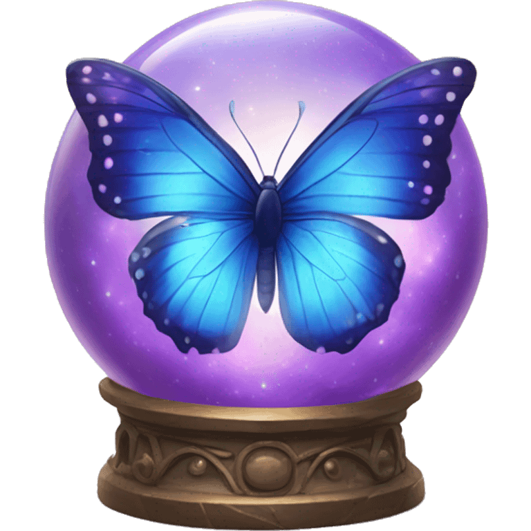 blue violet butterfly inside a magical dream orb  emoji