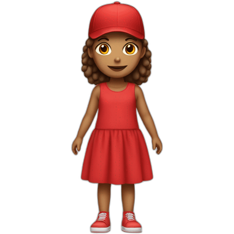 girl wearing a red dress and a cap full body emoji