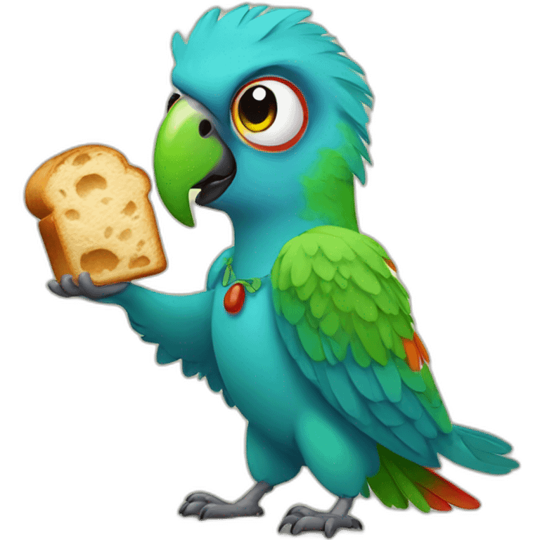 crazy parrot with a toast emoji