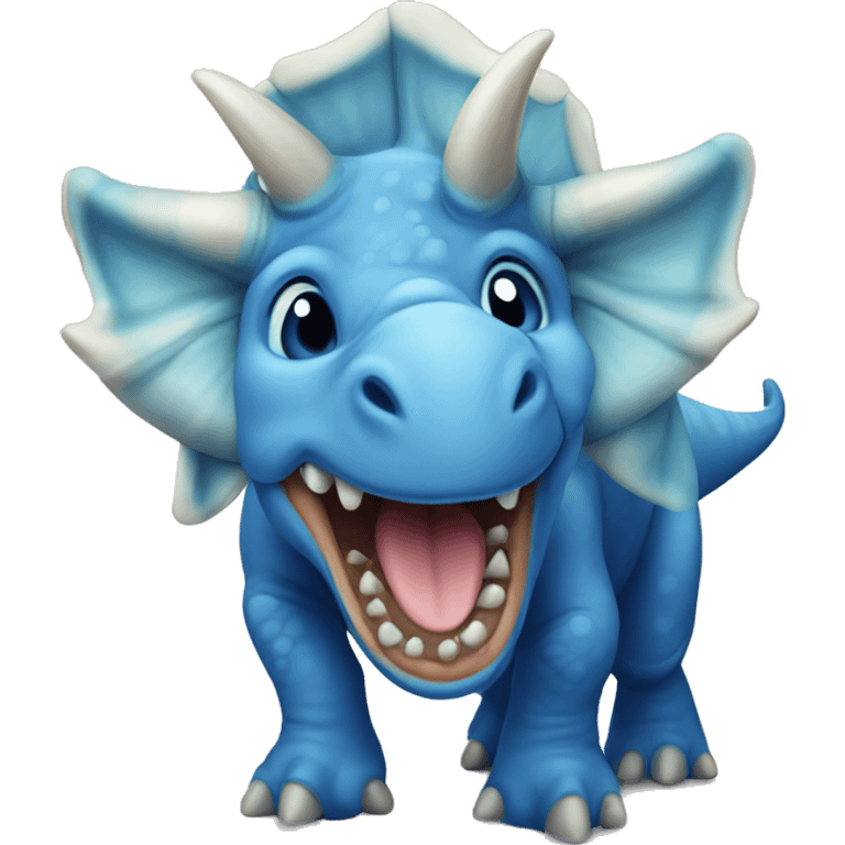 Happy blue triceratops emoji