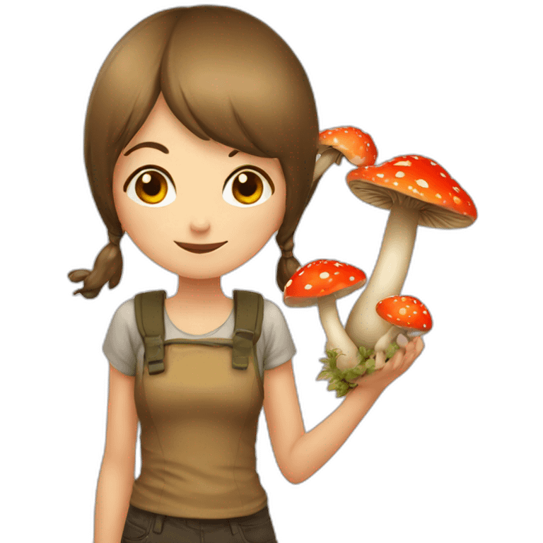 Girl with mushroom emoji