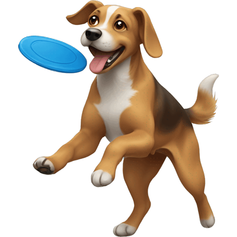 Dog catching frisbee  emoji