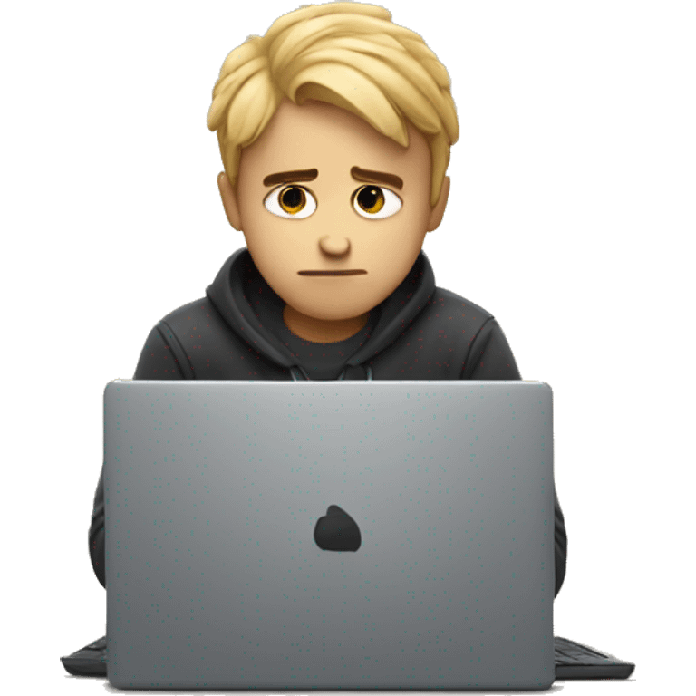 feeling sad boy with laptop emoji