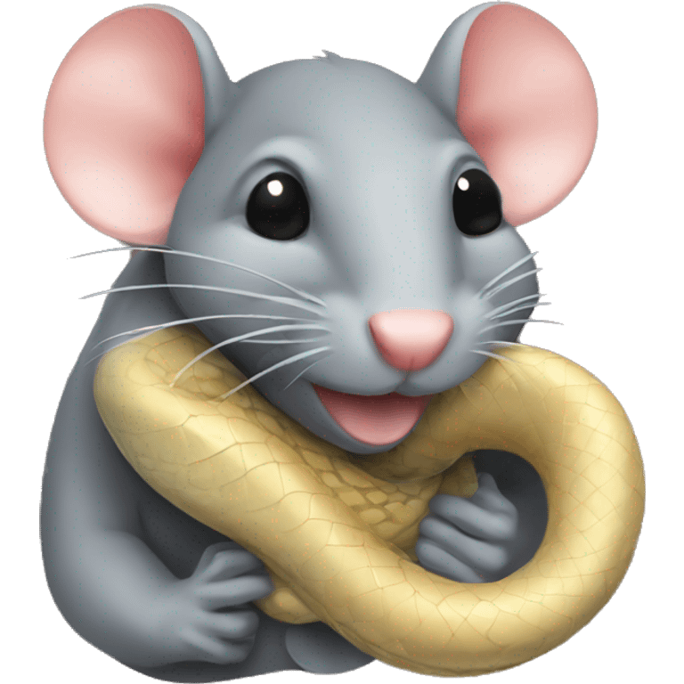 a rat kissing a snake emoji