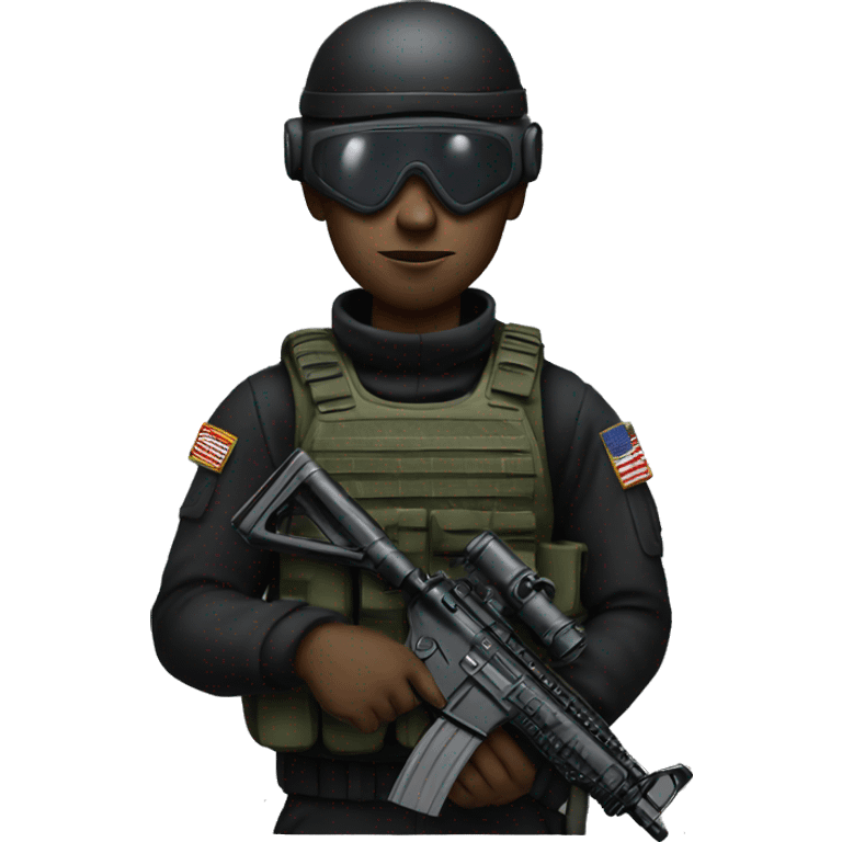 Special Forces Soldier wearing all black and night vision goggles emoji