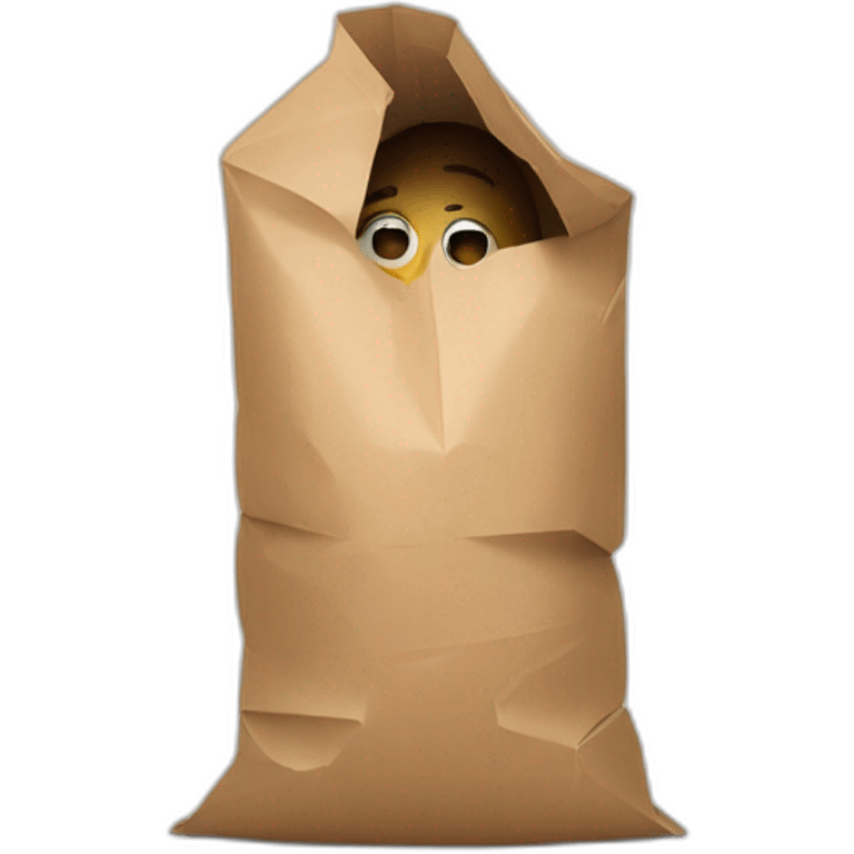 a person hiding their head in a paper bag full of shame emoji