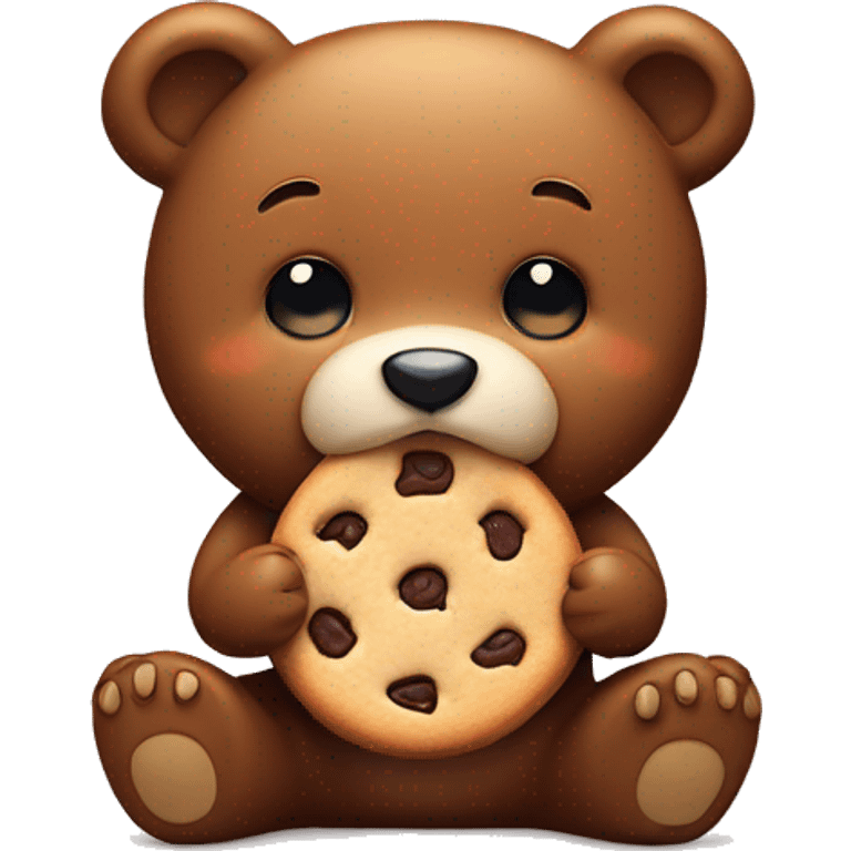 cute bear with a cookie emoji