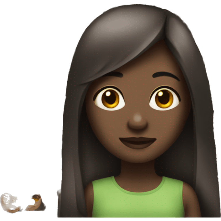 dark skin girl with long straight hair  emoji