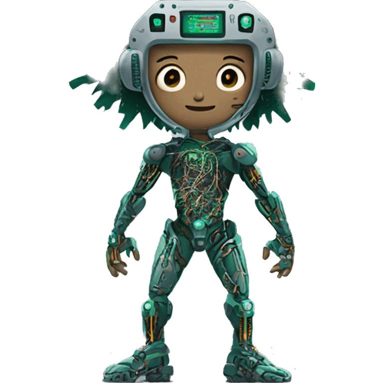 Deku cyborg with circuits and wires  emoji