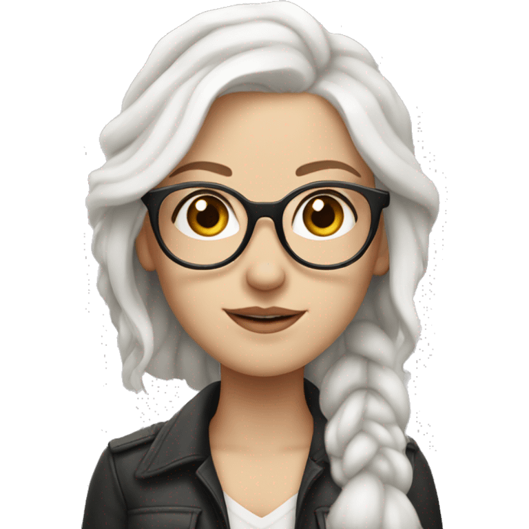 white girl with white hair and glasses and piercings emoji