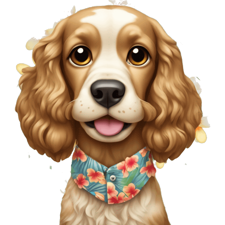 american-cocker-spaniel wearing Hawaiian shirt  emoji