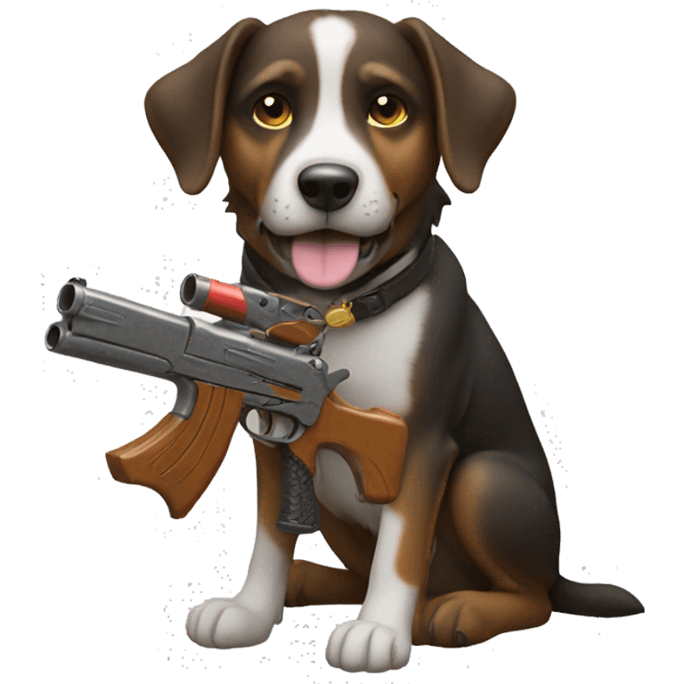 Dog holding toy gun emoji