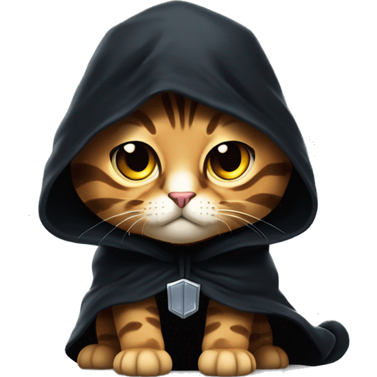 Bengal cat styled like Emperor Palpatine in the 'unlimited power' scene. a menacing expression, dark cloak, and lightning bolts coming out of its paws. intense eyes and powerful gestures emoji