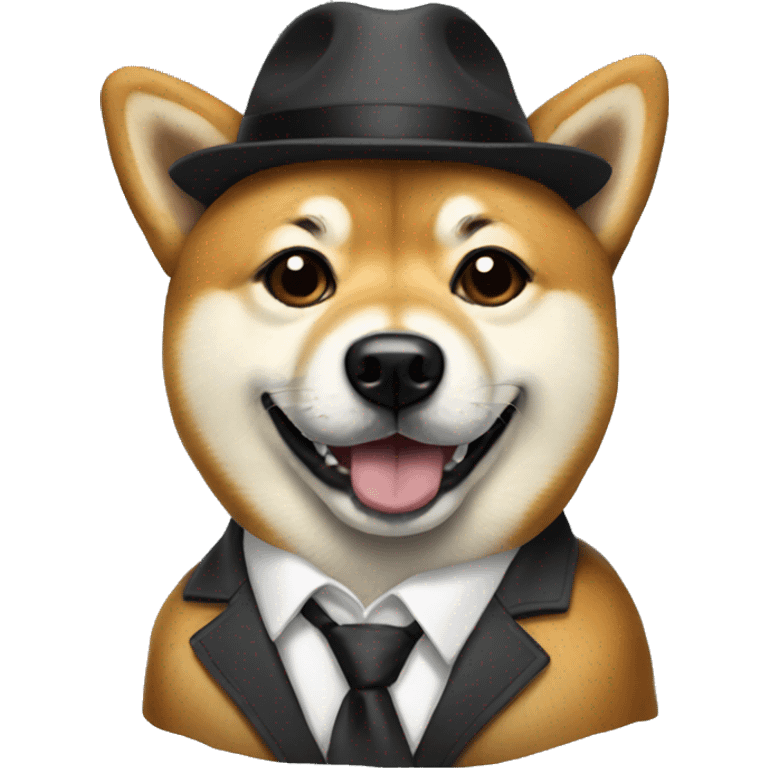 A realistic shiba with a suit wearing glasses emoji