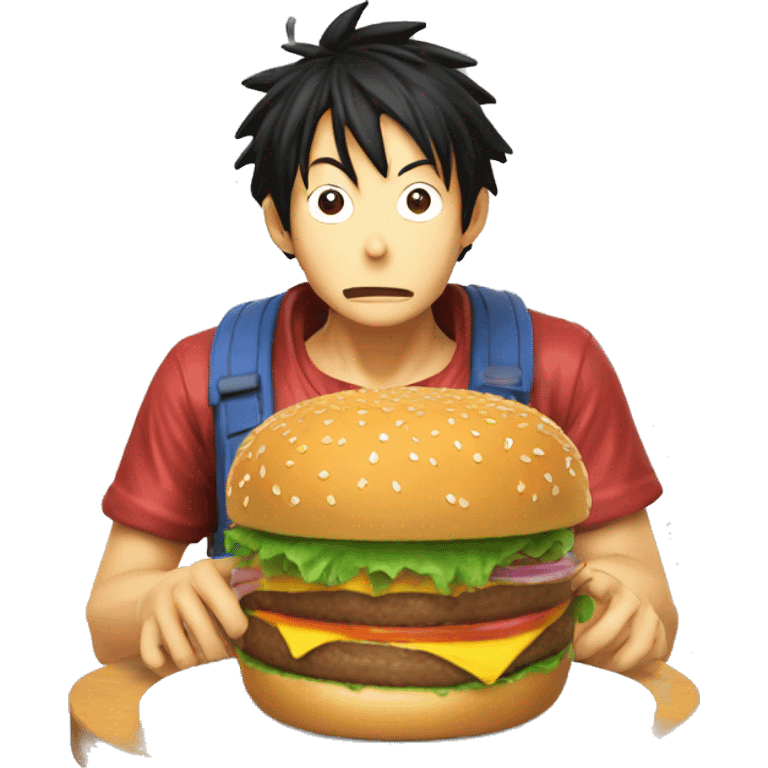 Luffy qui mange un burger emoji