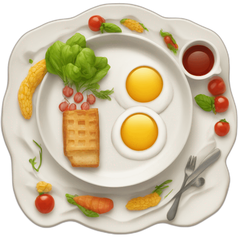 Gourmet plate with little food in the middle and big border emoji