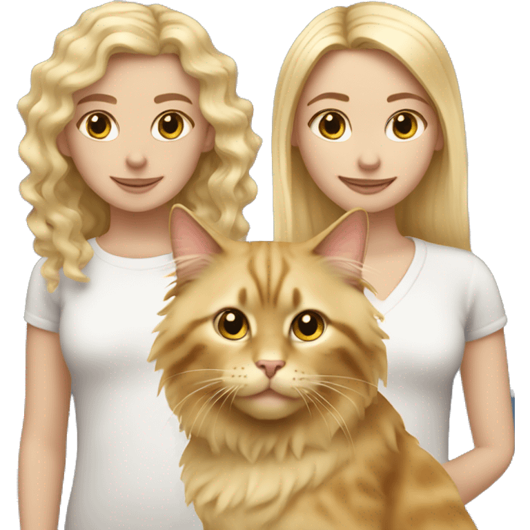 A girl with a ragdoll cat and the girl has blonde wavy hair  emoji