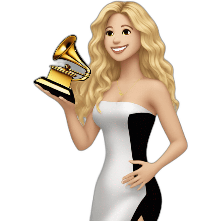 Shakira alzando un Grammy en las manos emoji